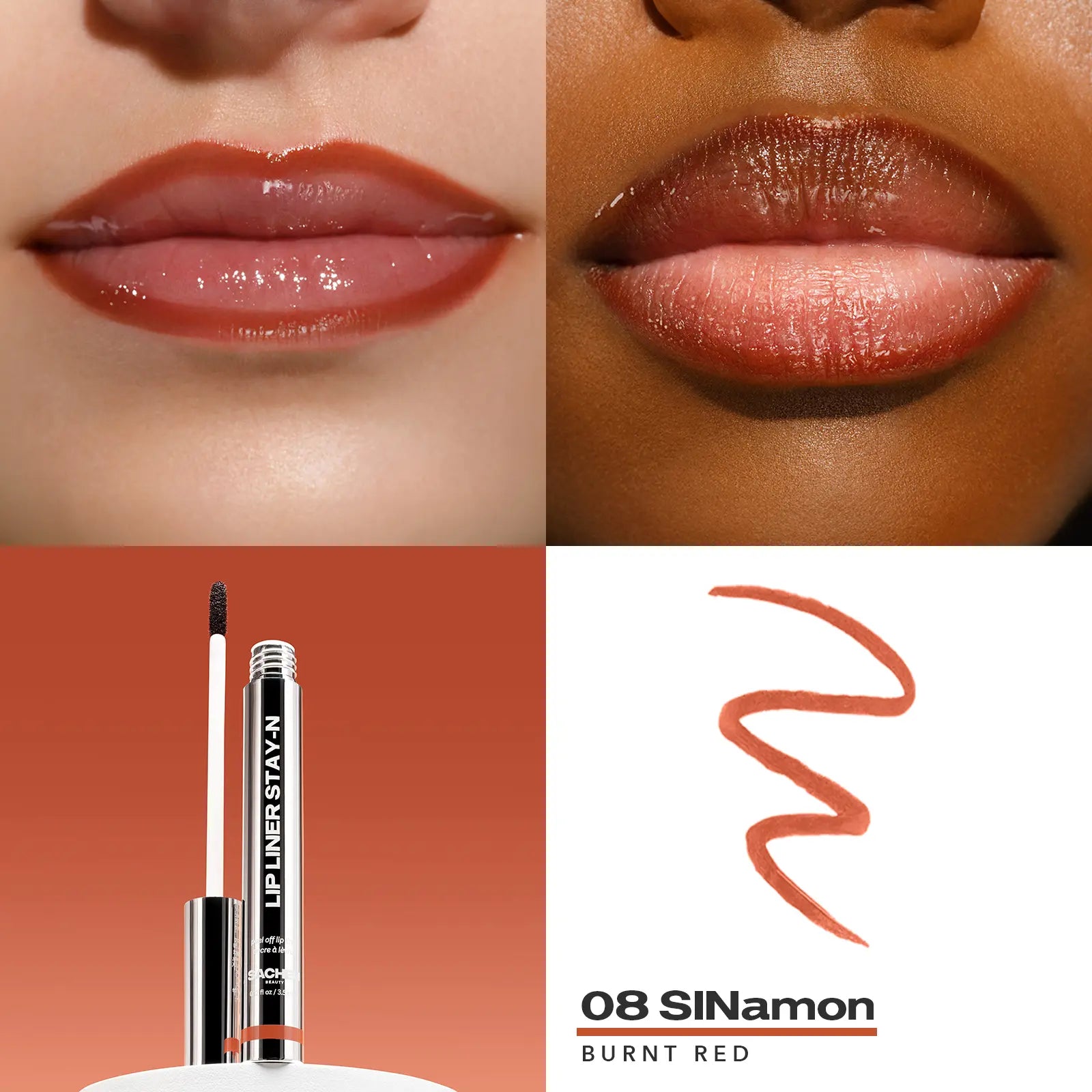 LIP LINER STAY-N - Peel-Off Lip Liner Stain - All Day & Night Lipliner with Hyaluronic Acid & Vitamin E - Long Lasting Formula - 0.12 Fl Oz / 3.5 Ml