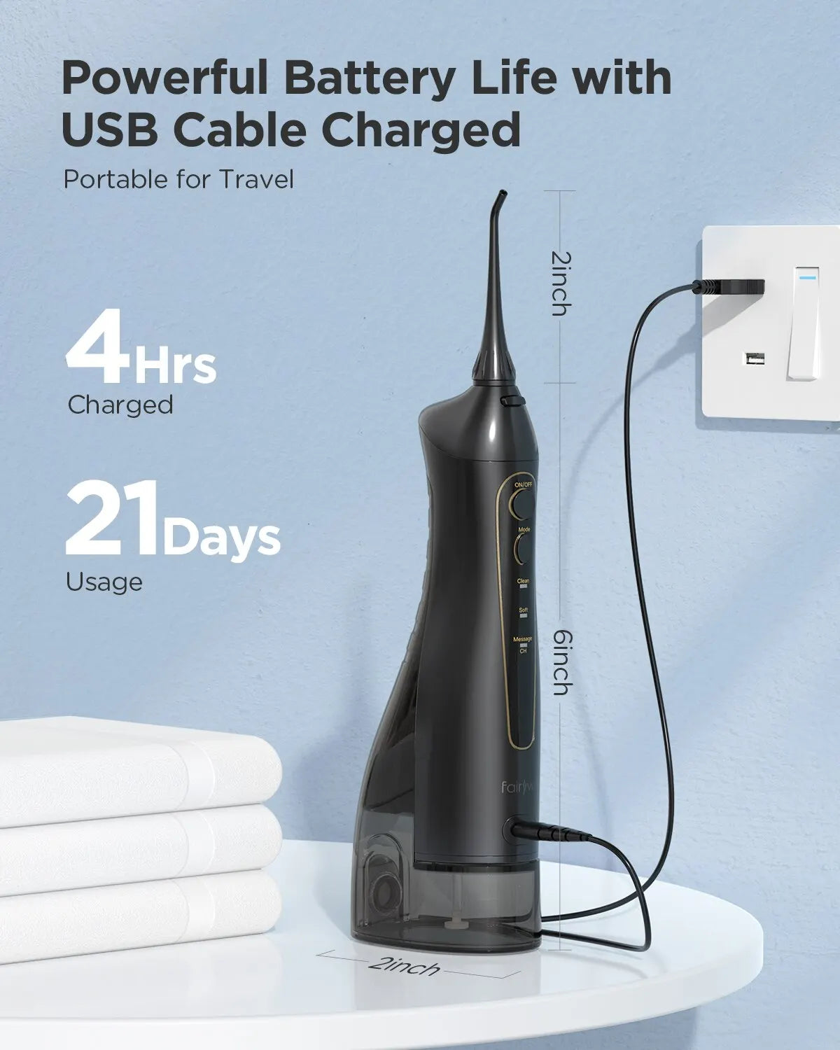 Rechargeable Portable Water Flosser with 3 Modes and 300ML Water Tank for Effective Dental Care