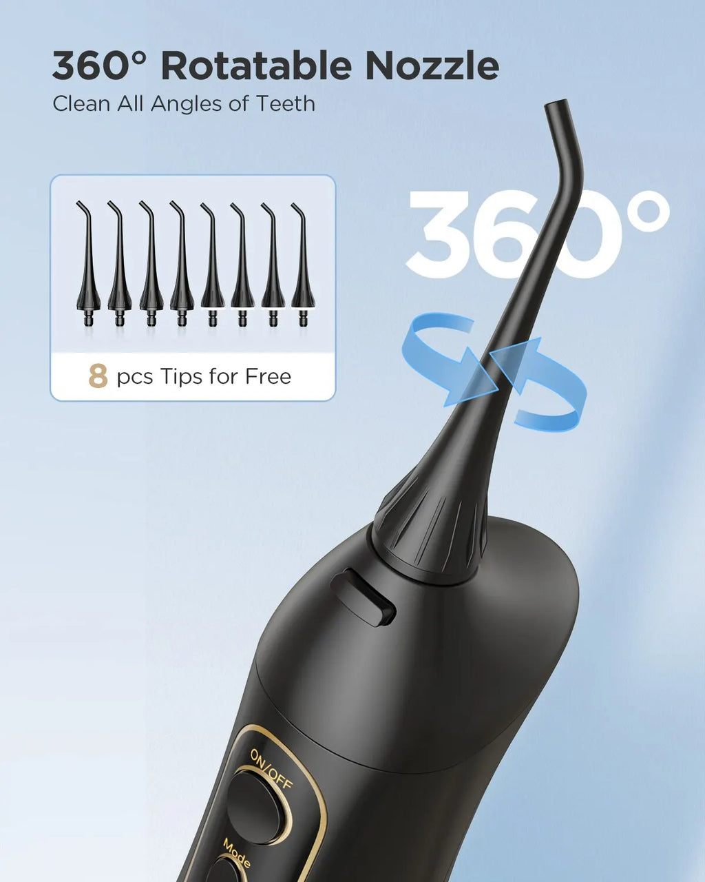 Rechargeable Portable Water Flosser with 3 Modes and 300ML Water Tank for Effective Dental Care