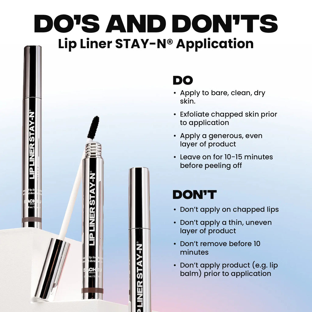 LIP LINER STAY-N - Peel-Off Lip Liner Stain - All Day & Night Lipliner with Hyaluronic Acid & Vitamin E - Long Lasting Formula - 0.12 Fl Oz / 3.5 Ml