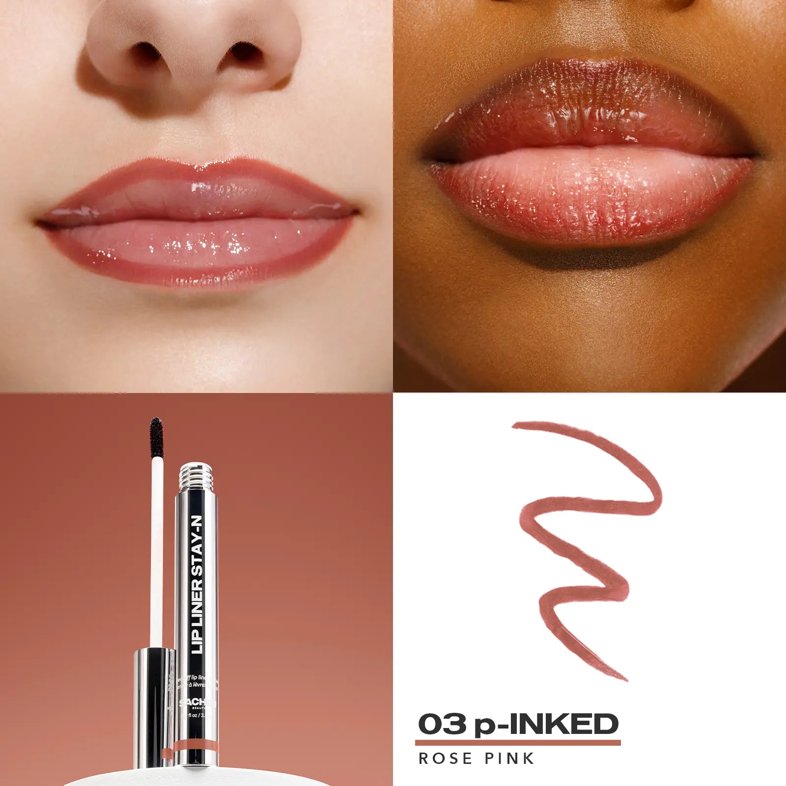 LIP LINER STAY-N - Peel-Off Lip Liner Stain - All Day & Night Lipliner with Hyaluronic Acid & Vitamin E - Long Lasting Formula - 0.12 Fl Oz / 3.5 Ml